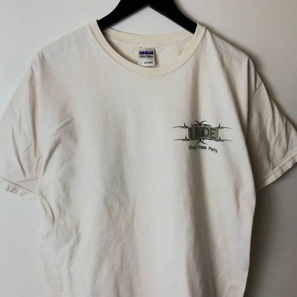 2007 Gildan Ride Sturgis Press Party T Shirt 00s Adult White L Large Graphic Tee - Picture 16 of 16
